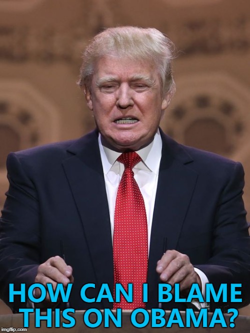 There must be a way... :) | HOW CAN I BLAME THIS ON OBAMA? | image tagged in donald trump,memes,government shutdown,politics,obama | made w/ Imgflip meme maker