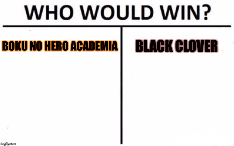 Who will win? | BOKU NO HERO ACADEMIA; BLACK CLOVER | image tagged in memes,who would win | made w/ Imgflip meme maker