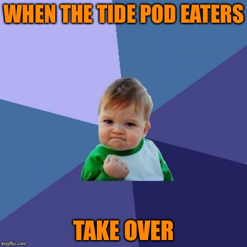 Success Kid Meme | WHEN THE TIDE POD EATERS TAKE OVER | image tagged in memes,success kid | made w/ Imgflip meme maker