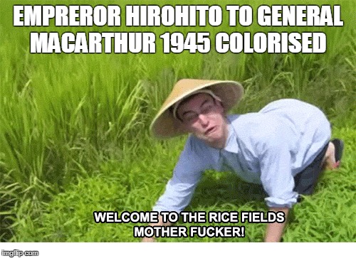 well, waddaya know? | EMPREROR HIROHITO TO GENERAL MACARTHUR 1945 COLORISED | image tagged in memes,historical meme,japan | made w/ Imgflip meme maker