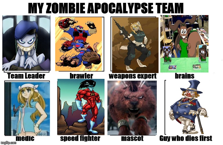 My Zombie Apocalypse Team | image tagged in my zombie apocalypse team | made w/ Imgflip meme maker