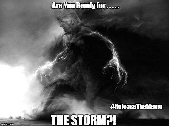 The Storm is here | Are You Ready for . . . . . #ReleaseTheMemo; THE STORM?! | image tagged in releasethememo,maga,donald trump,fake news | made w/ Imgflip meme maker