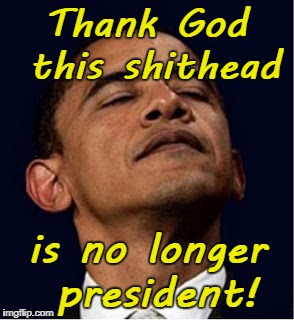 Obama Shithead
 | Thank God this shithead; is no longer president! | image tagged in obama,shithead,not president | made w/ Imgflip meme maker