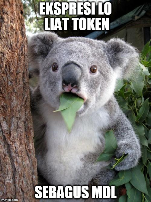 Surprised Koala Meme | EKSPRESI LO LIAT TOKEN; SEBAGUS MDL | image tagged in memes,surprised koala | made w/ Imgflip meme maker