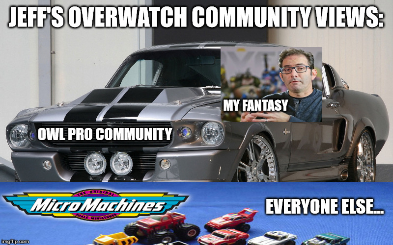 Jeff's Overwatch Views | JEFF'S OVERWATCH COMMUNITY VIEWS:; MY FANTASY; OWL PRO COMMUNITY; EVERYONE ELSE... | image tagged in overwatch memes | made w/ Imgflip meme maker