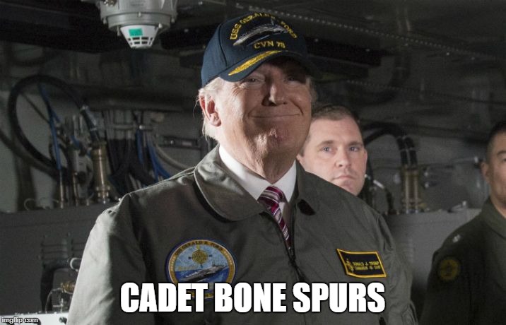 CADET BONE SPURS | image tagged in cadet bone spurs,donald trump,military,jacket | made w/ Imgflip meme maker