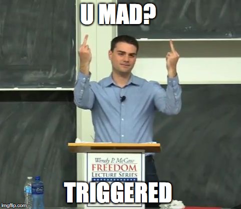 Ben Shapiro Middle Finger | U MAD? TRIGGERED | image tagged in ben shapiro middle finger | made w/ Imgflip meme maker