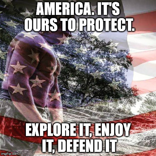 AMERICA. IT'S OURS TO PROTECT. EXPLORE IT, ENJOY IT, DEFEND IT | image tagged in usa nature waterfalls | made w/ Imgflip meme maker
