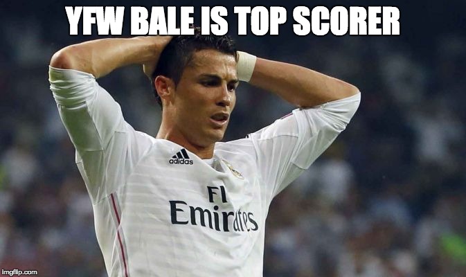 Cristiano Ronaldo fail | YFW BALE IS TOP SCORER | image tagged in cristiano ronaldo fail | made w/ Imgflip meme maker