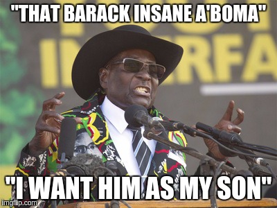 "THAT BARACK INSANE A'BOMA"; "I WANT HIM AS MY SON" | image tagged in obama adopts obama | made w/ Imgflip meme maker