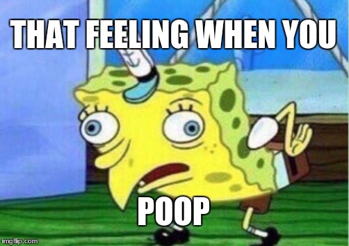 Mocking Spongebob | THAT FEELING WHEN YOU; POOP | image tagged in memes,mocking spongebob | made w/ Imgflip meme maker