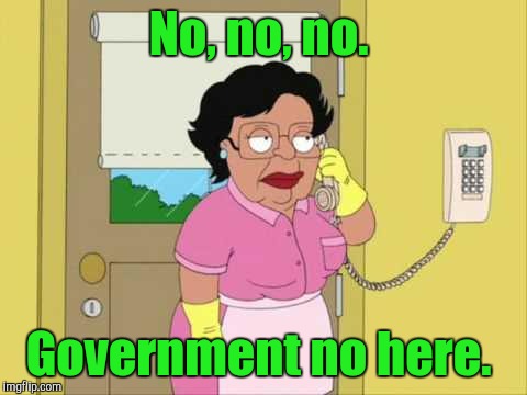 My son works for Homeland Security and has to go back to work today. I can imagine him answering the phone.  | No, no, no. Government no here. | image tagged in family guy maid on phone | made w/ Imgflip meme maker