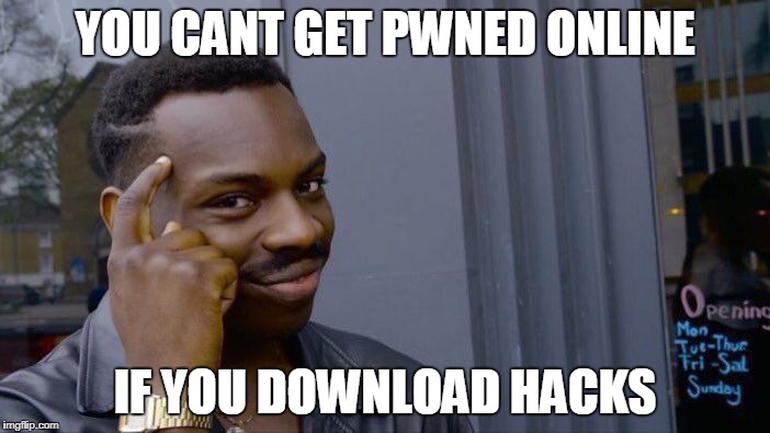 Roll Safe Think About It | YOU CANT GET PWNED ONLINE; IF YOU DOWNLOAD HACKS | image tagged in memes,roll safe think about it | made w/ Imgflip meme maker
