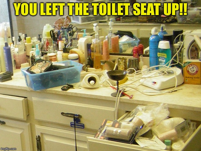 Bathroom wars | YOU LEFT THE TOILET SEAT UP!! | image tagged in funny,funny memes,bathrooms,bathroom humor,bathroom | made w/ Imgflip meme maker