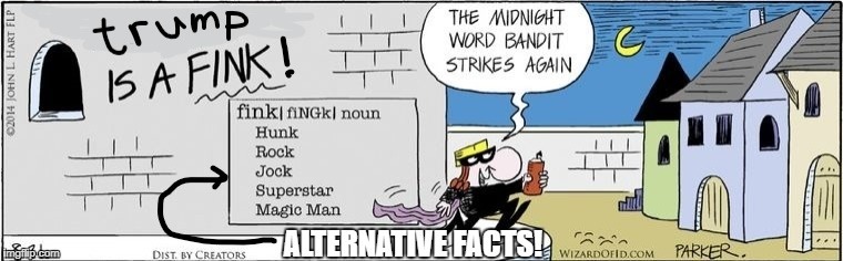 trump is a FINK! And the Alternative Facts Definition!
 | image tagged in trump is a fink,donald trump is an idiot,alternative facts,trump unfit unqualified dangerous,the king is a fink,dump trump | made w/ Imgflip meme maker