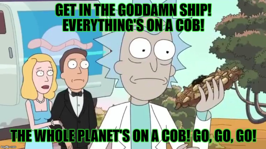 GET IN THE GO***MN SHIP! EVERYTHING'S ON A COB! THE WHOLE PLANET'S ON A COB! GO, GO, GO! | made w/ Imgflip meme maker