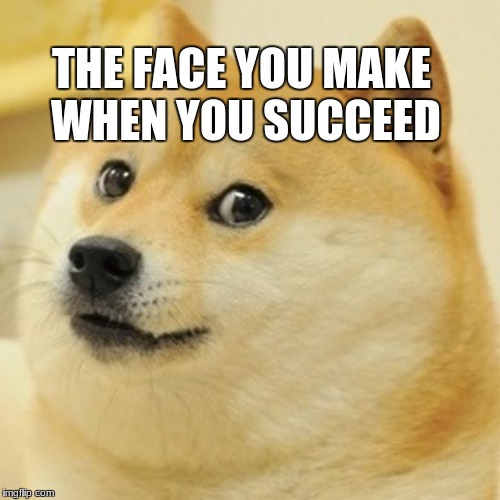 Doge | THE FACE YOU MAKE WHEN YOU SUCCEED | image tagged in memes,doge | made w/ Imgflip meme maker