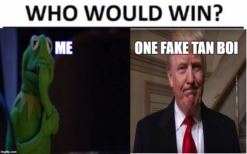 ME; ONE FAKE TAN BOI | image tagged in donald trump | made w/ Imgflip meme maker