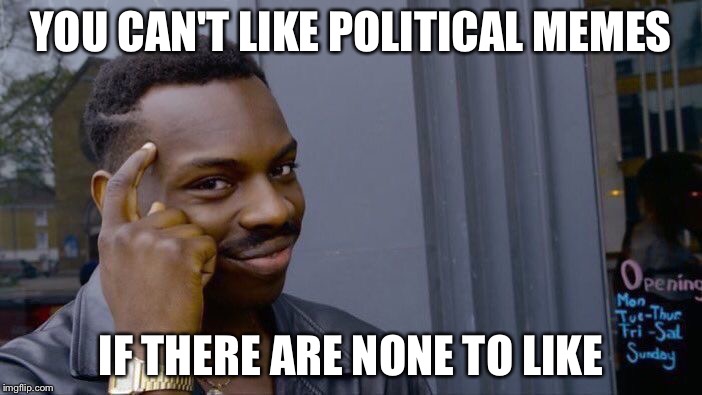 Roll Safe Think About It Meme | YOU CAN'T LIKE POLITICAL MEMES; IF THERE ARE NONE TO LIKE | image tagged in memes,roll safe think about it | made w/ Imgflip meme maker