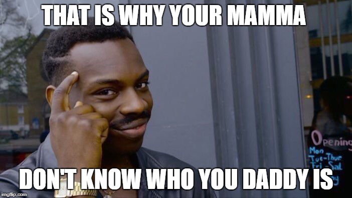 Roll Safe Think About It | THAT IS WHY YOUR MAMMA; DON'T KNOW WHO YOU DADDY IS | image tagged in memes,roll safe think about it | made w/ Imgflip meme maker
