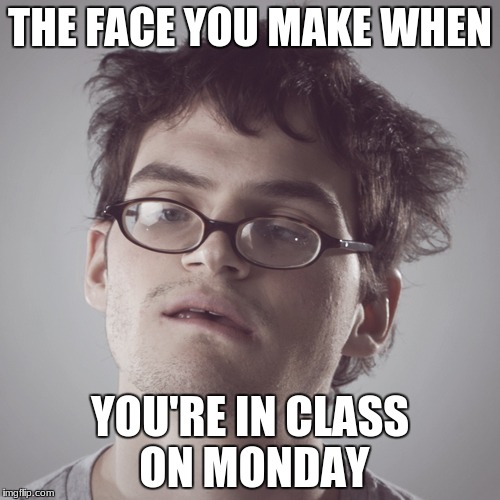 THE FACE YOU MAKE WHEN; YOU'RE IN CLASS ON MONDAY | image tagged in lazy | made w/ Imgflip meme maker