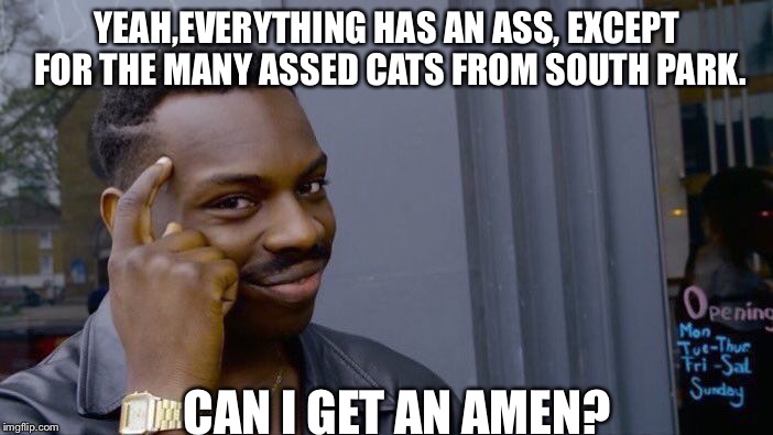 Roll Safe Think About It | YEAH,EVERYTHING HAS AN ASS, EXCEPT FOR THE MANY ASSED CATS FROM SOUTH PARK. CAN I GET AN AMEN? | image tagged in memes,roll safe think about it | made w/ Imgflip meme maker