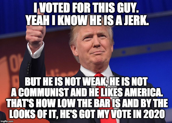 Democrats give us no real choice. | I VOTED FOR THIS GUY. YEAH I KNOW HE IS A JERK. BUT HE IS NOT WEAK, HE IS NOT A COMMUNIST AND HE LIKES AMERICA. THAT'S HOW LOW THE BAR IS AND BY THE LOOKS OF IT, HE'S GOT MY VOTE IN 2020 | image tagged in donald trump,hillary clinton,trump 2020,cory booker,communism,democrats | made w/ Imgflip meme maker