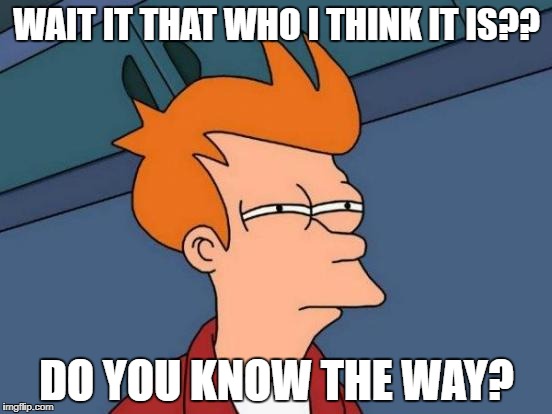 Futurama Fry | WAIT IT THAT WHO I THINK IT IS?? DO YOU KNOW THE WAY? | image tagged in memes,futurama fry | made w/ Imgflip meme maker