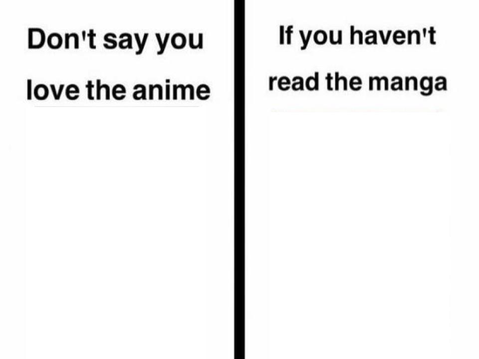 High Quality Don't Say You Love the Anime If You Haven't Read the Manga Templ Blank Meme Template