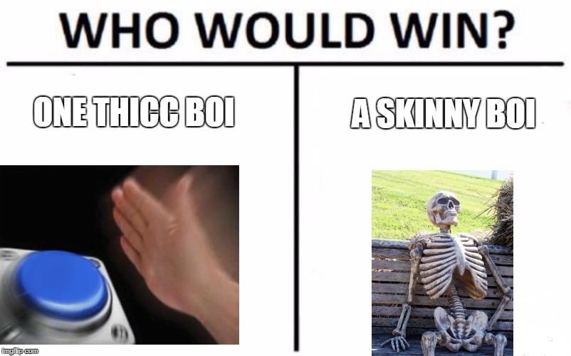 Who Would Win? Meme | ONE THICC BOI; A SKINNY BOI | image tagged in memes,who would win | made w/ Imgflip meme maker