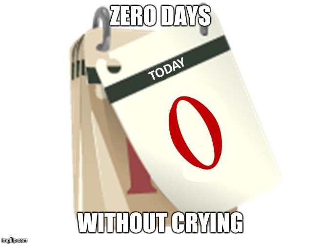Zero Days | ZERO DAYS; WITHOUT CRYING | image tagged in zero days | made w/ Imgflip meme maker