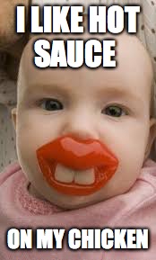  I LIKE HOT SAUCE; ON MY CHICKEN | image tagged in big lips | made w/ Imgflip meme maker