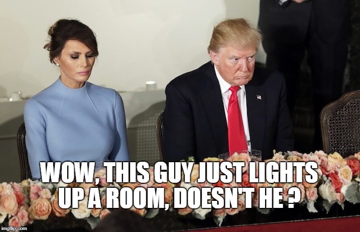 WOW, THIS GUY JUST LIGHTS UP A ROOM, DOESN'T HE ? | image tagged in trump | made w/ Imgflip meme maker