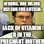 WRONG. ONE MAJOR REASON FOR AUTISM: LACK OF VITAMIN D IN THE PREGNANT MOTHER | made w/ Imgflip meme maker