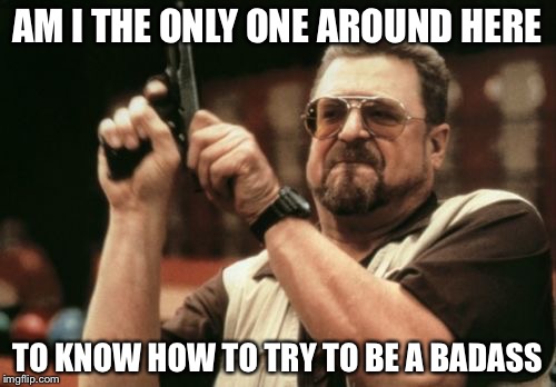 Am I The Only One Around Here | AM I THE ONLY ONE AROUND HERE; TO KNOW HOW TO TRY TO BE A BADASS | image tagged in memes,am i the only one around here | made w/ Imgflip meme maker