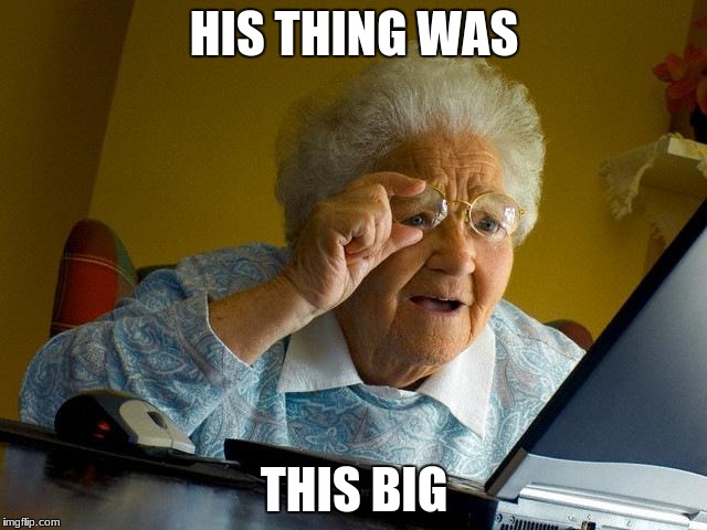 Grandma Finds The Internet Meme | HIS THING WAS; THIS BIG | image tagged in memes,grandma finds the internet | made w/ Imgflip meme maker