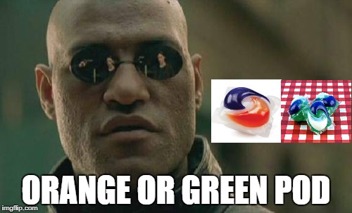 Matrix Morpheus | ORANGE OR GREEN POD | image tagged in memes,matrix morpheus | made w/ Imgflip meme maker
