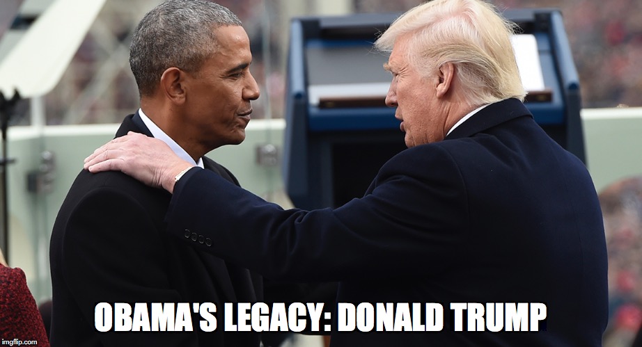 OBAMA'S LEGACY: DONALD TRUMP | image tagged in obama,trump | made w/ Imgflip meme maker