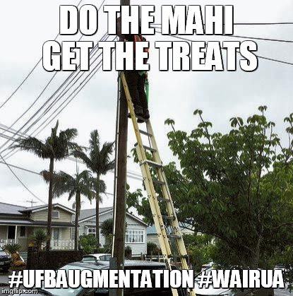 DL  | DO THE MAHI GET THE TREATS; #UFBAUGMENTATION #WAIRUA | image tagged in poles | made w/ Imgflip meme maker
