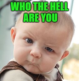 Skeptical Baby Meme | WHO THE HELL ARE YOU | image tagged in memes,skeptical baby | made w/ Imgflip meme maker