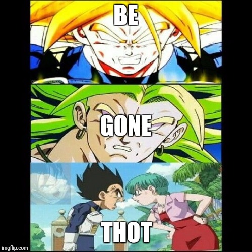 Bulma Thot | BE; GONE; THOT | image tagged in bulma thot | made w/ Imgflip meme maker