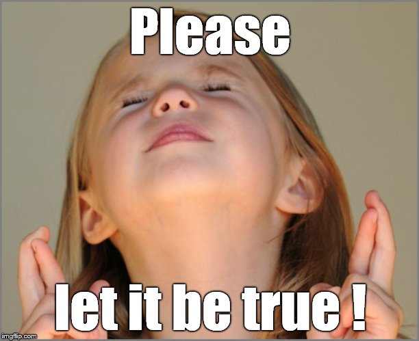 little girl praying | Please let it be true ! | image tagged in little girl praying | made w/ Imgflip meme maker