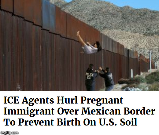 Ice Agents Throw Pregnant Immigrant Over The Border | image tagged in immigrant,mexican,border,border agents | made w/ Imgflip meme maker