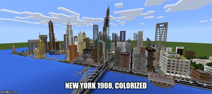Yeet | image tagged in skyline,newyork,minecraft | made w/ Imgflip meme maker