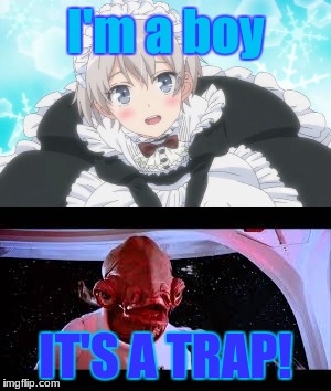 Watch out it's a trap | I'm a boy; IT'S A TRAP! | image tagged in it's a trap,its a trap,trap,memes,2018,funny | made w/ Imgflip meme maker