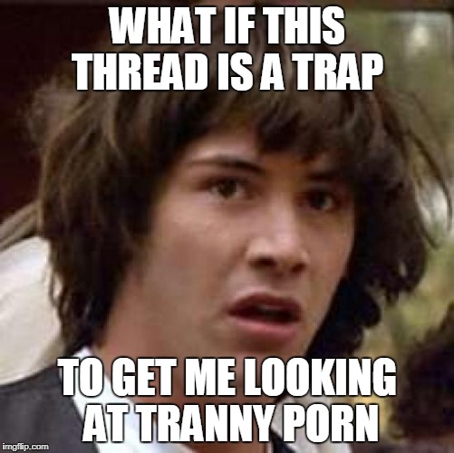 Conspiracy Keanu Meme | WHAT IF THIS THREAD IS A TRAP; TO GET ME LOOKING AT TRANNY PORN | image tagged in memes,conspiracy keanu | made w/ Imgflip meme maker