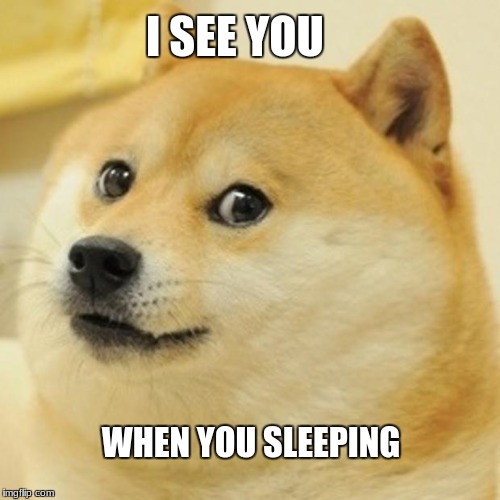 Doge Meme | I SEE YOU; WHEN YOU SLEEPING | image tagged in memes,doge | made w/ Imgflip meme maker