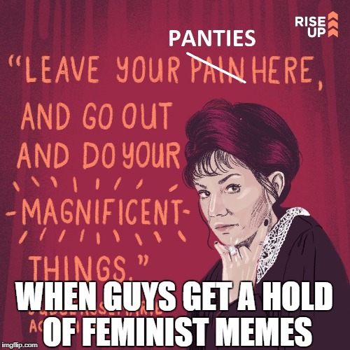 When guys get a hold of feminist memes... |  WHEN GUYS GET A HOLD OF FEMINIST MEMES | image tagged in feminism,misogyny,sexism,womens march,men vs women | made w/ Imgflip meme maker