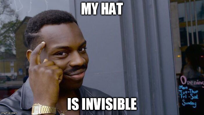 so i wear it during the national anthem | MY HAT; IS INVISIBLE | image tagged in memes,roll safe think about it | made w/ Imgflip meme maker