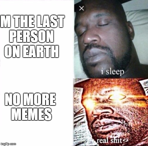 Sleeping Shaq Meme | IM THE LAST PERSON ON EARTH; NO MORE MEMES | image tagged in i sleep,real shit | made w/ Imgflip meme maker